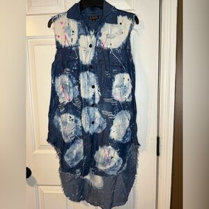 Denim Tie-Dye Sleeveless long top